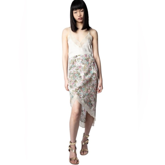 Zadig & Voltaire Jeudie Floral Midi Skirt- Deep Parme - Picture 1 of 5